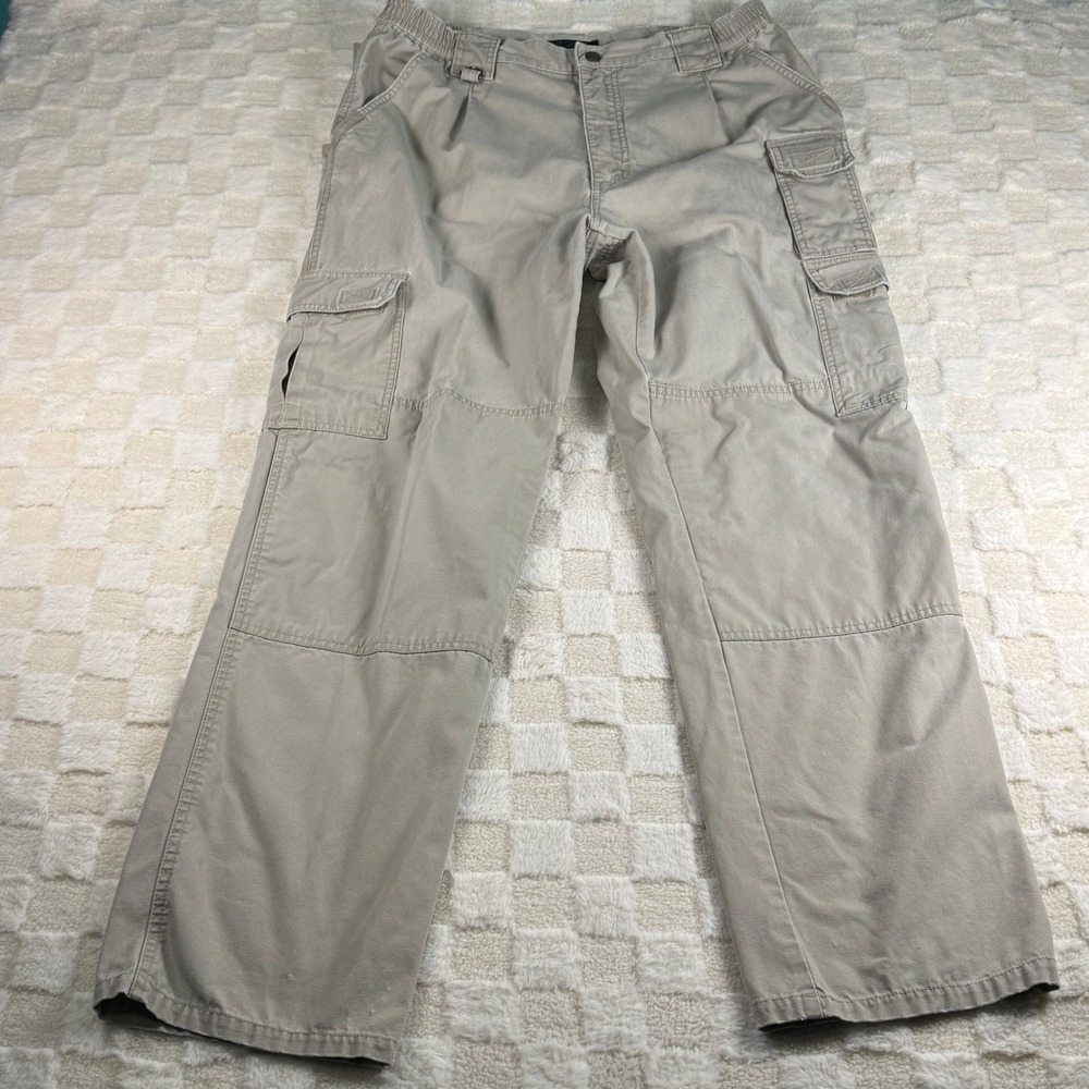 5.11 Tactical Series Mens Cargo Pants Beige Outdoor Workwear Elastic Waist - Picture 1 of 16